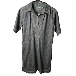 Lauren Ralph Lauren Dark Wash Denim Shift Dress Short Sleeve Indigo Blue Mini